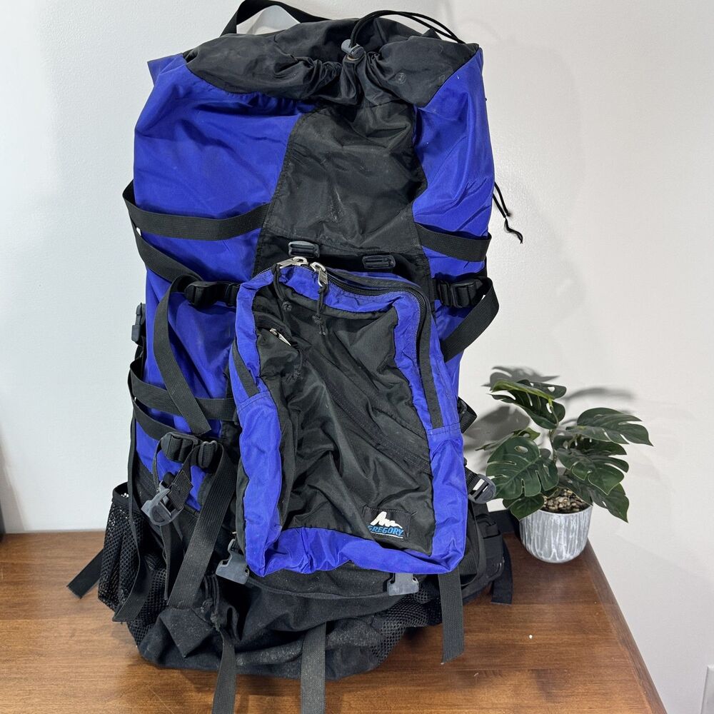 Gregory Internal Frame Backpack Blue Black Outdoor Hiking Camping Gear Size M